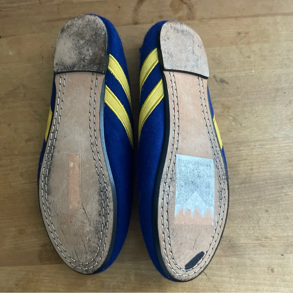 Ralph Lauren Spell Out Flannel Wool Slippers Blue Royal Shoes Sz 2